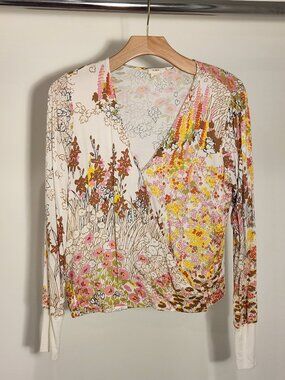 Floral Botanical TINY by Anthropologie Top Blouse Shirt Women's Size S